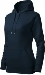 Sweat femme à capuche sans zip, bleu foncé