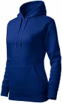 Sweat femme à capuche sans zip, bleu royal