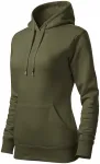 Sweat femme à capuche sans zip, military
