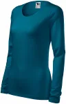 T-shirt ajusté à manches longues pour femme, petrol blue