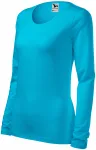 T-shirt ajusté à manches longues pour femme, turquoise