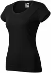 T-shirt coupe slim femme à encolure ronde, noir T-shirt coupe slim femme à encolure ronde, noir
