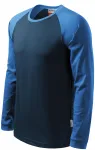 T-shirt homme contrasté à manches longues, bleu foncé